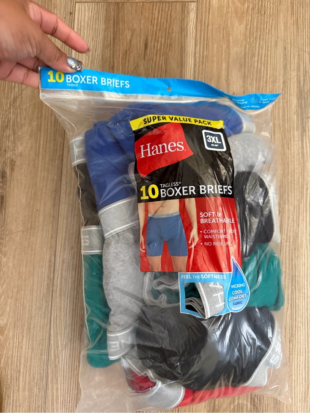 Hanes Men's Assorted Boxer Briefs Pack - Blue, Black, Gray, Green, Red